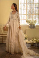 Ivory Embellished Organza & Khaadi Silk Pishwas (3-Piece) - Image 5