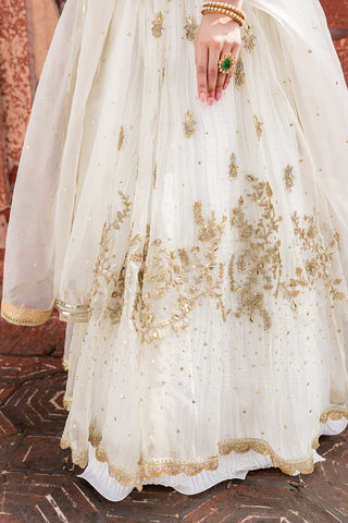 Ivory Gold Dabka Organza Pishwas Dress (3-Piece) - Image 4