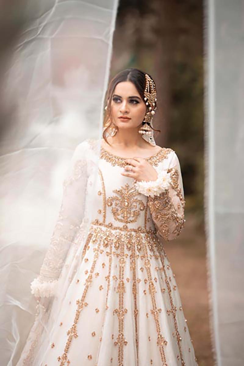 Ivory Embellished Pure Organza Pishwas (3-Piece) - Image 11