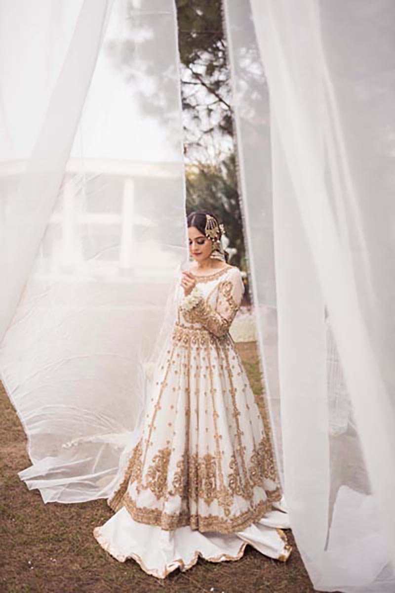 Ivory Embellished Pure Organza Pishwas (3-Piece) - Image 4