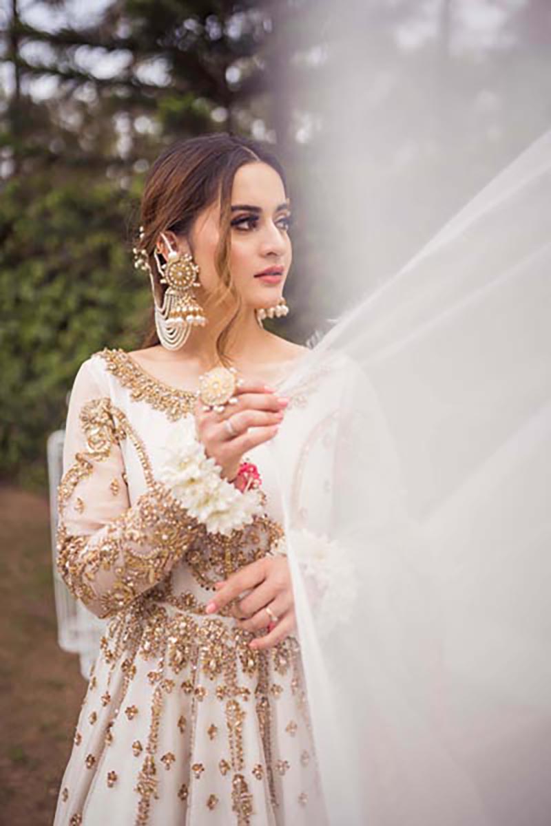 Ivory Embellished Pure Organza Pishwas (3-Piece) - Image 5