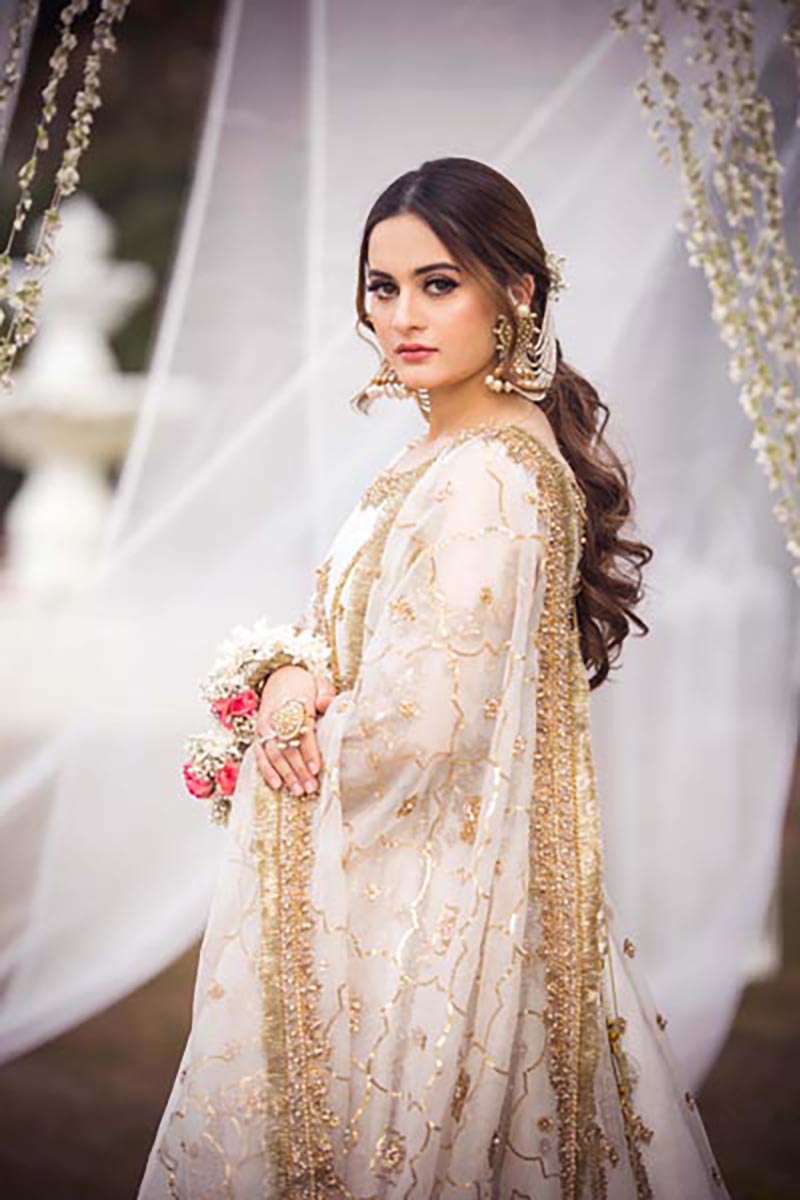 Ivory Embellished Pure Organza Pishwas (3-Piece) - Image 8