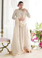 Pakistani Ivory Kamdaani Embroidered Organza Pishwas (2-Piece) - Image 2