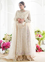 Pakistani Ivory Kamdaani Embroidered Organza Pishwas (2-Piece) - Image 3