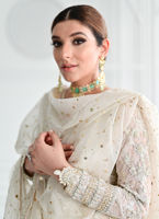 Pakistani Ivory Kamdaani Embroidered Organza Pishwas (2-Piece) - Image 4