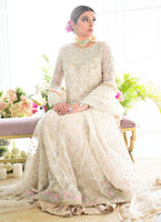 Pakistani Ivory Kamdaani Embroidered Organza Pishwas (2-Piece) - Image 6