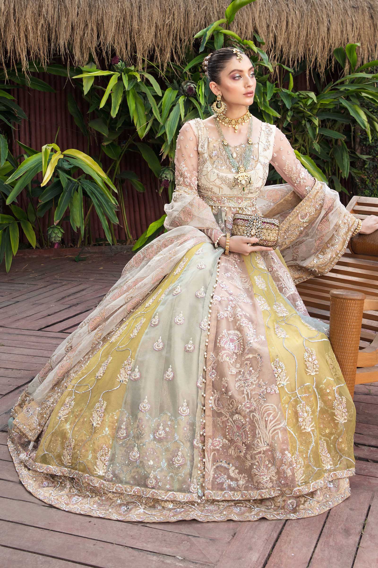 Pakistani Pastel Embroidered Organza Pishwas Dress (3-Piece) - Image 4