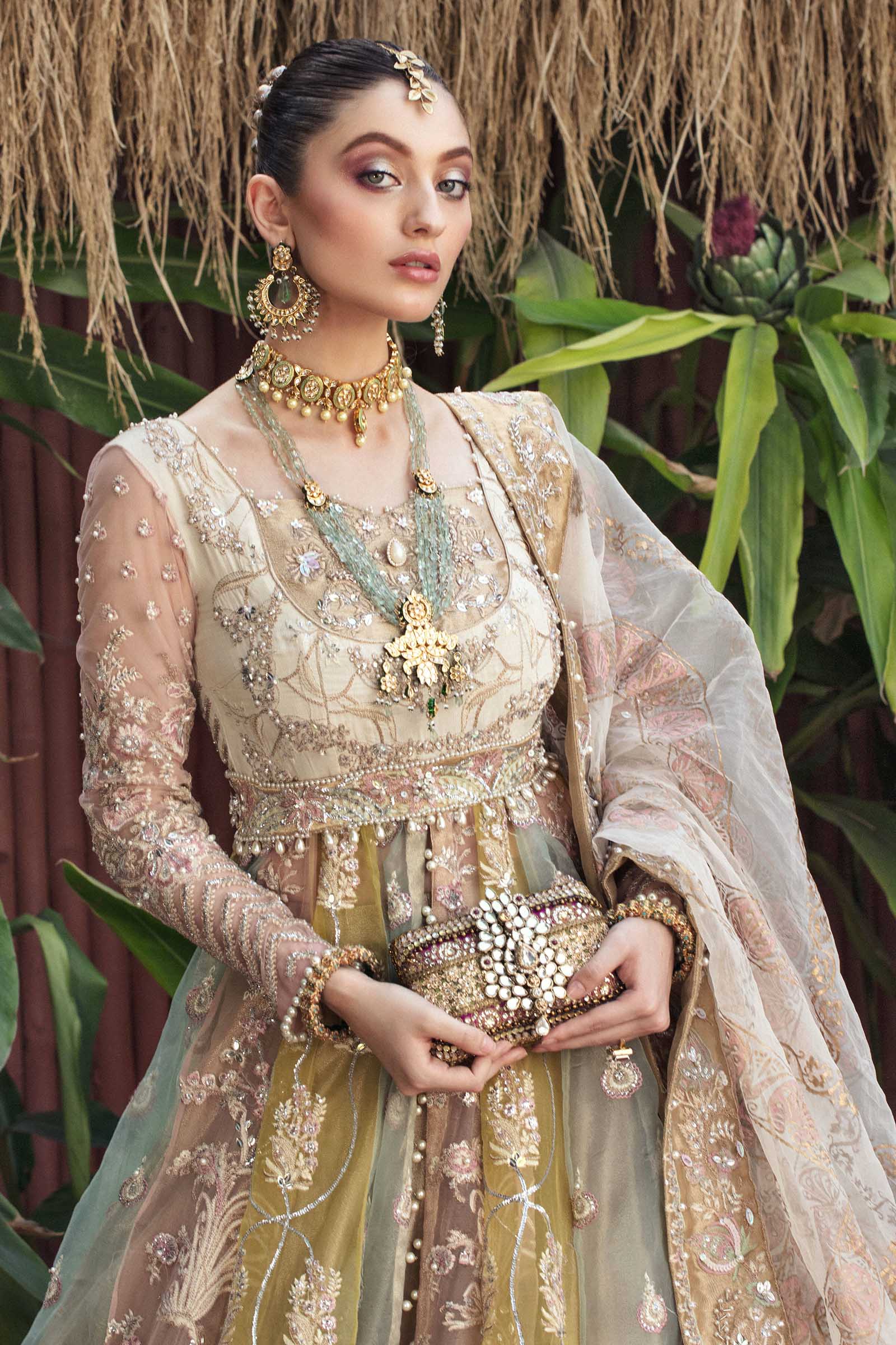Pakistani Pastel Embroidered Organza Pishwas Dress (3-Piece) - Image 6