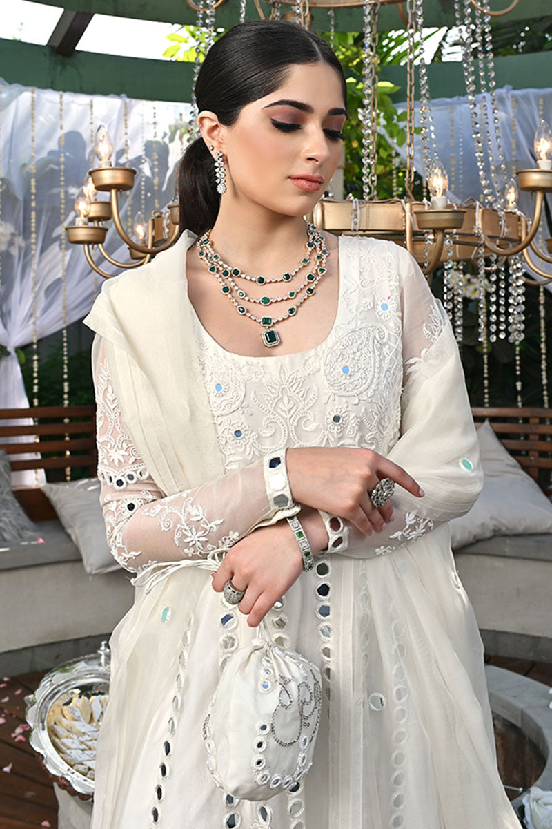Pakistani Ivory Mirror-Embellished Organza Pishwas (3-Piece) - Image 6