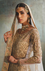 Ivory Hand-Embroidered Organza Pishwas (3-Piece) - Image 3