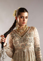 Indian Ivory Embellished Organza Pishwas Dress (3-Piece) - Image 12