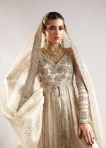Indian Ivory Embellished Organza Pishwas Dress (3-Piece) - Image 14