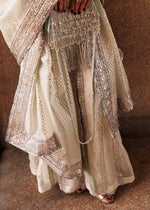 Indian Ivory Embellished Organza Pishwas Dress (3-Piece) - Image 7