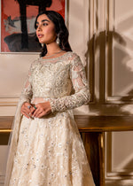 Ivory Silk Thread Embroidered Organza Pishwas Lehnga (3-Piece) - Image 5