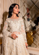 Ivory Silk Thread Embroidered Organza Pishwas Lehnga (3-Piece) - Image 6