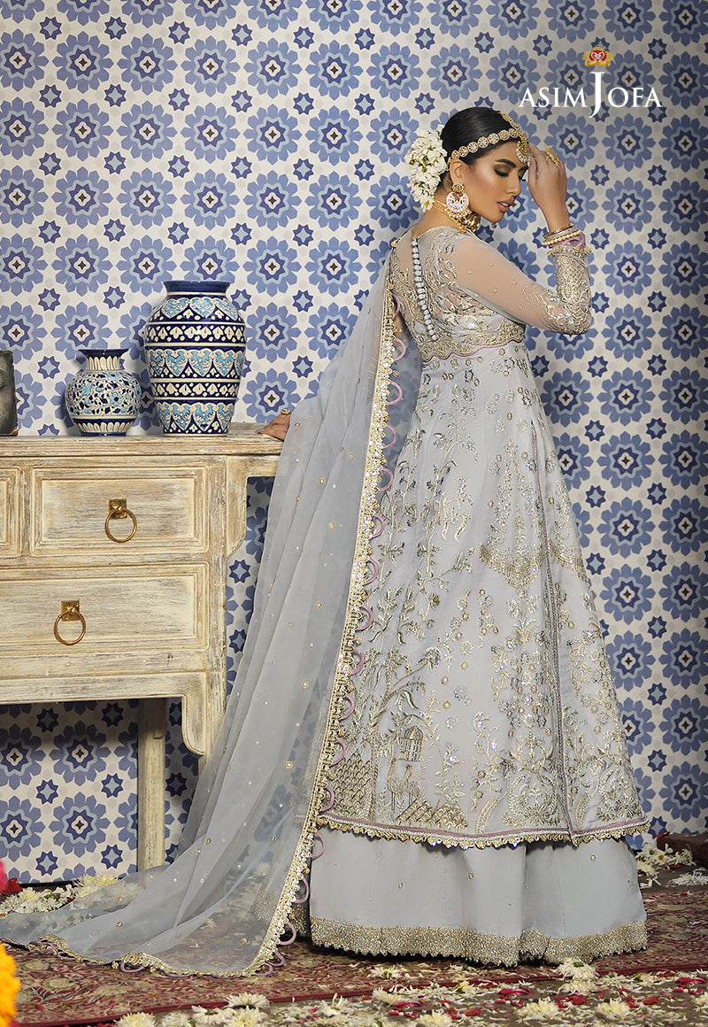 Pakistani Off White Embroidered Organza Pishwas Dress (3-Piece) - Image 9