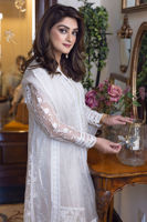 Pakistani Off-White Embroidered Organza Kalidaar Pishwas (3-Piece) - Image 4