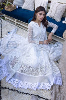 Off-White Embroidered Organza Pishwas (3-Piece) - Image 5