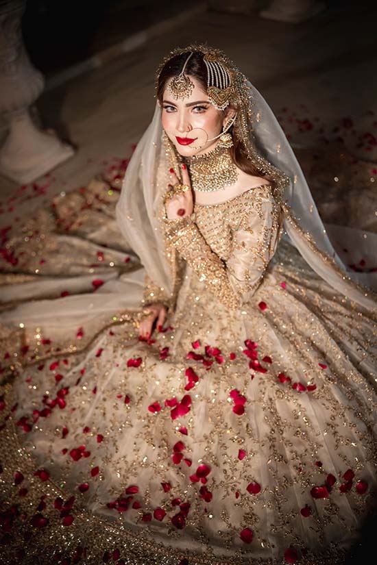 Off-White Zardozi Organza Pishwas Dress (3-Piece) - Image 7