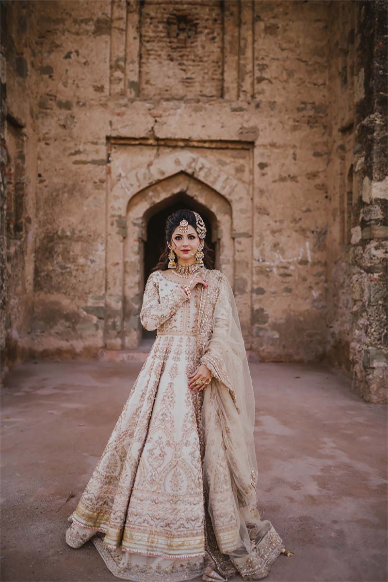 Pakistani Ivory Hand-Embellished Raw Silk Pishwas (3-Piece) - Image 6