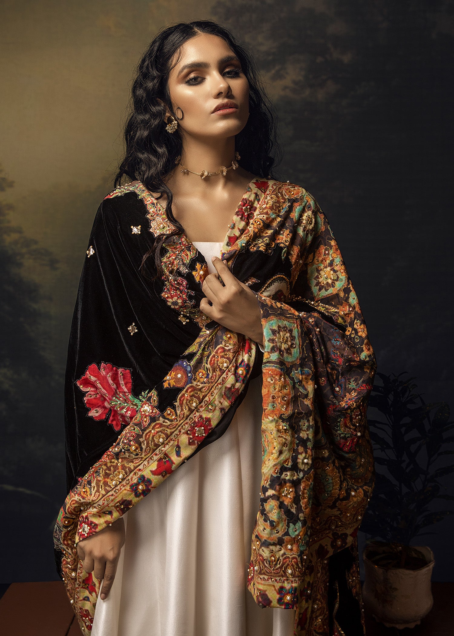 Ivory Embroidered Raw Silk Pishwas (2-Piece) - Image 8