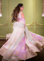 Pakistani Ivory Hand Block Printed Rawsilk Pishwas (3-Piece) - Image 7