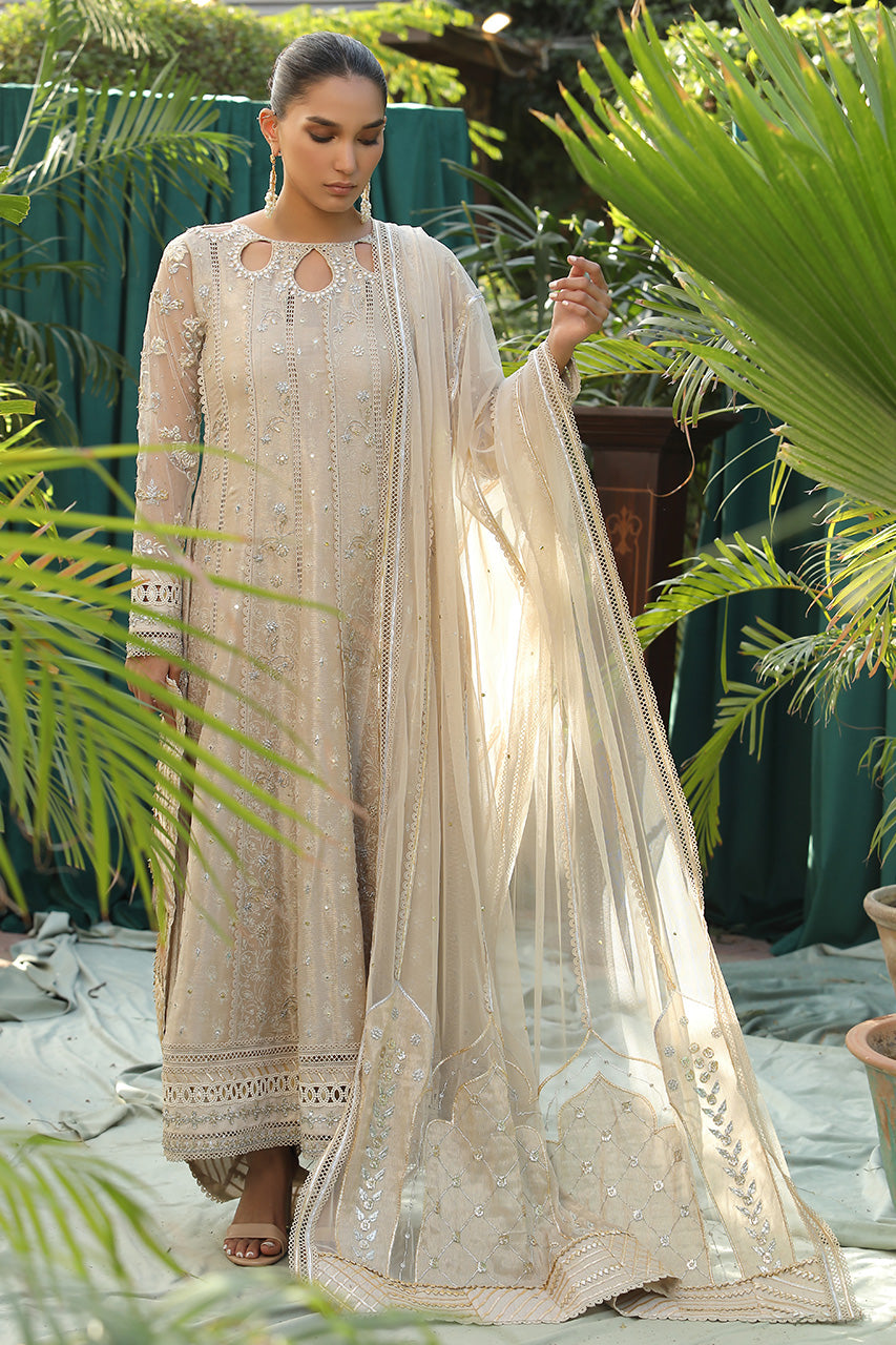 Ivory Zardozi Silk Meysuri Pishwas (3-Piece) - Image 1