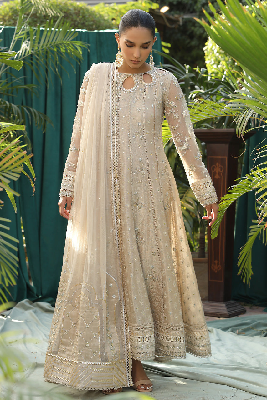 Ivory Zardozi Silk Meysuri Pishwas (3-Piece) - Image 3