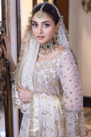 Pakistani Off-White Hand-Embroidered Silk Pishwas (3-Piece) - Image 6