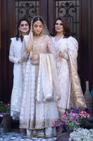 Pakistani Off-White Hand-Embroidered Silk Pishwas (3-Piece) - Image 7