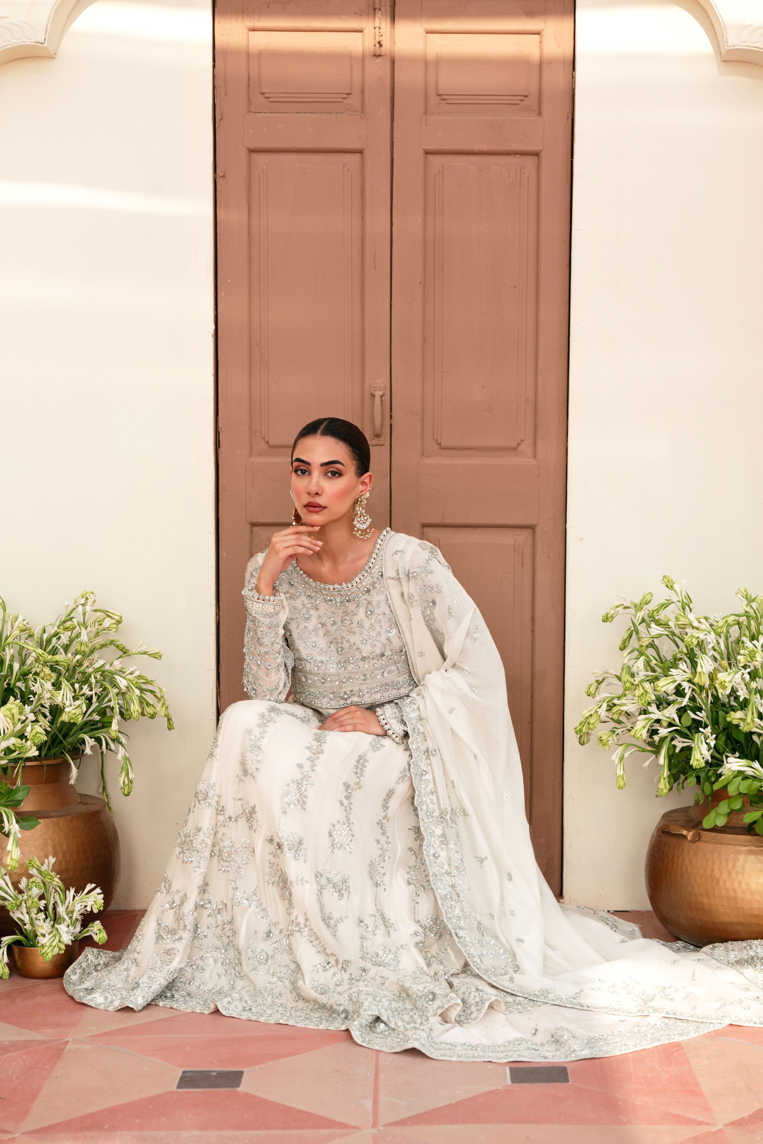 Ivory Silver Ada Work Tissue Net Kalidaar (2-Piece) - Image 4