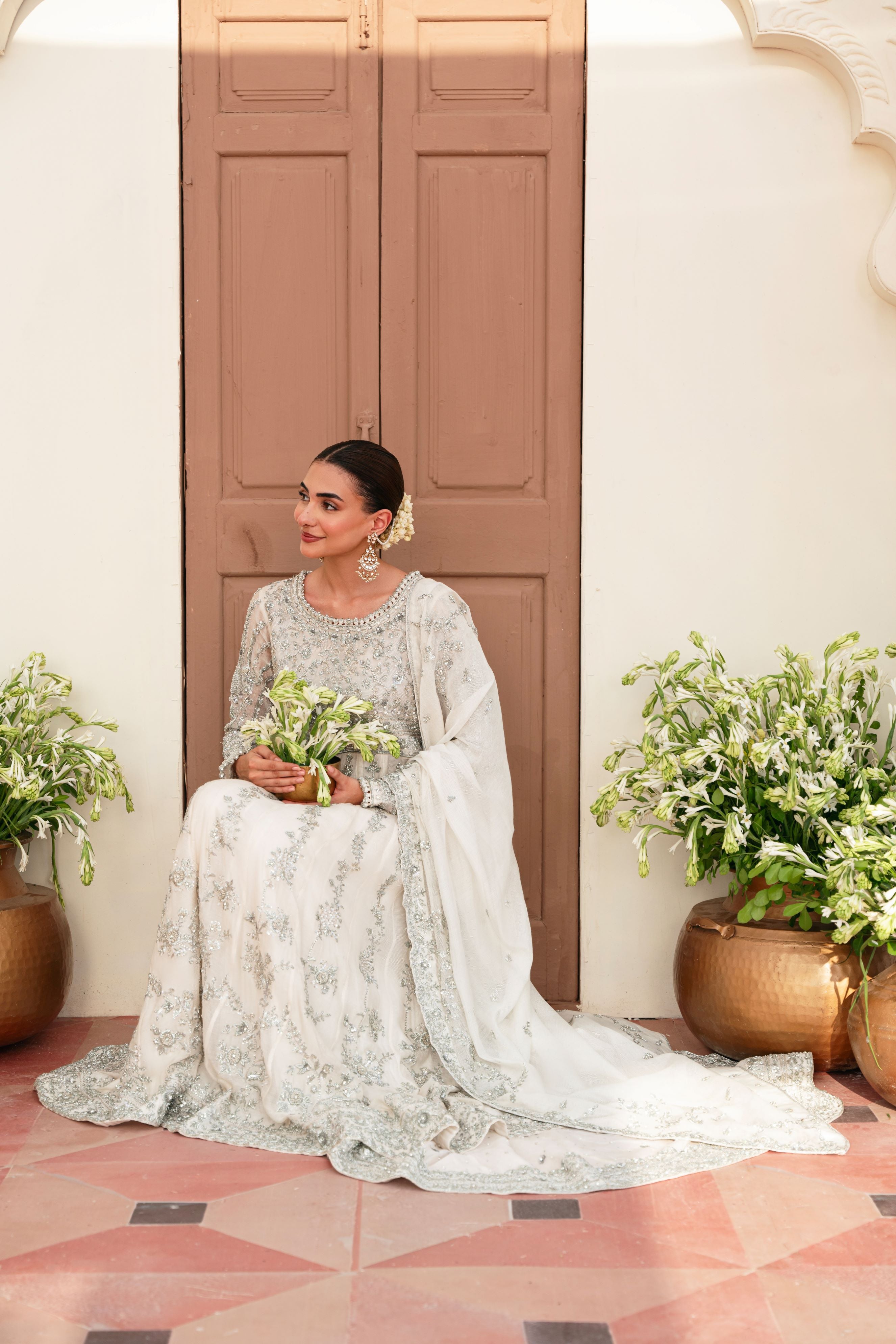 Ivory Silver Ada Work Tissue Net Kalidaar (2-Piece) - Image 5