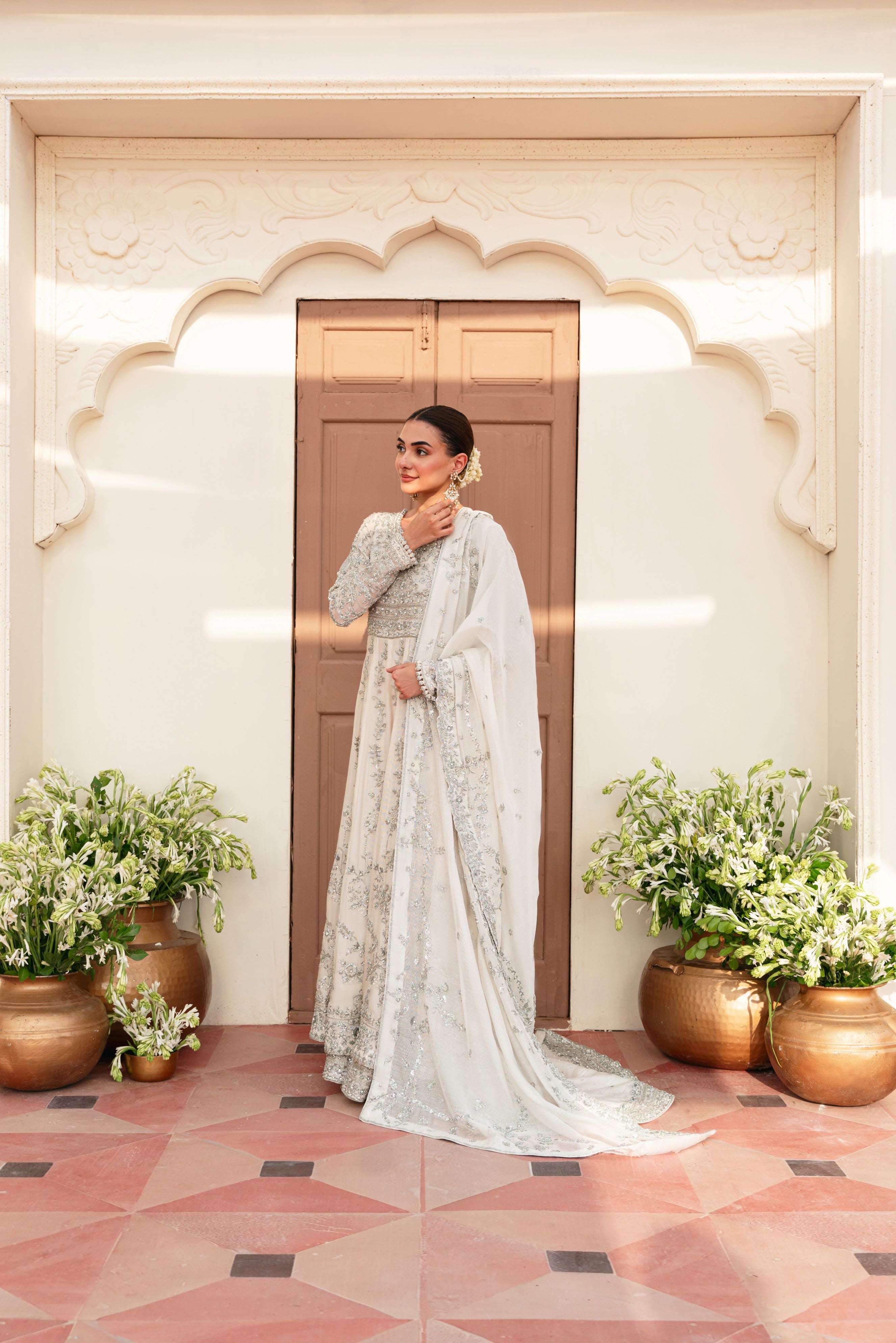 Ivory Silver Ada Work Tissue Net Kalidaar (2-Piece) - Image 9