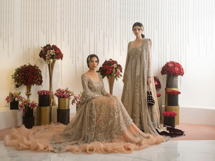 Pakistani Bone Maal Zardozi Tulle Pishwas Dress (3-Piece) - Image 7