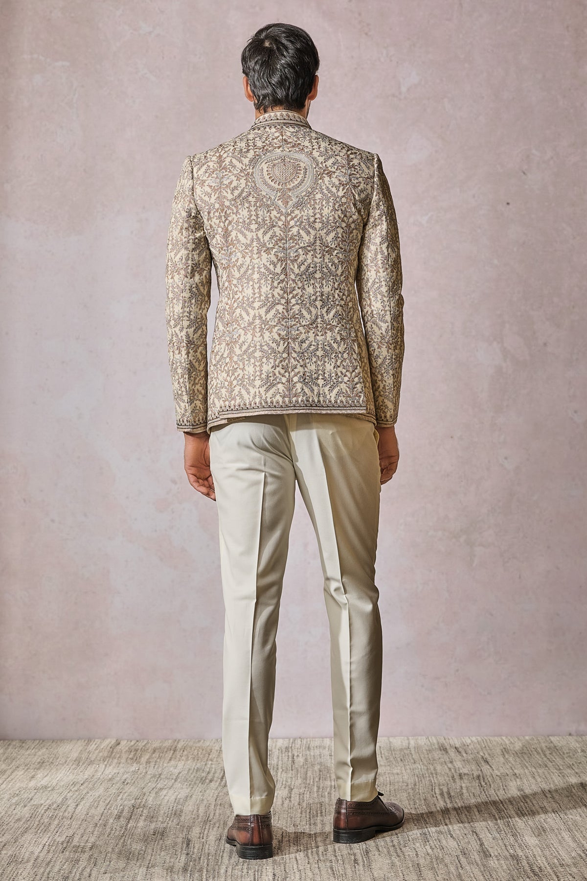 Ivory Embroidered Cotton Moss Prince Coat (3-Piece) - Image 5