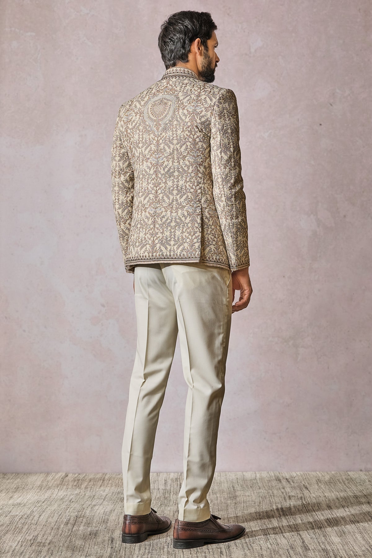 Ivory Embroidered Cotton Moss Prince Coat (3-Piece) - Image 6