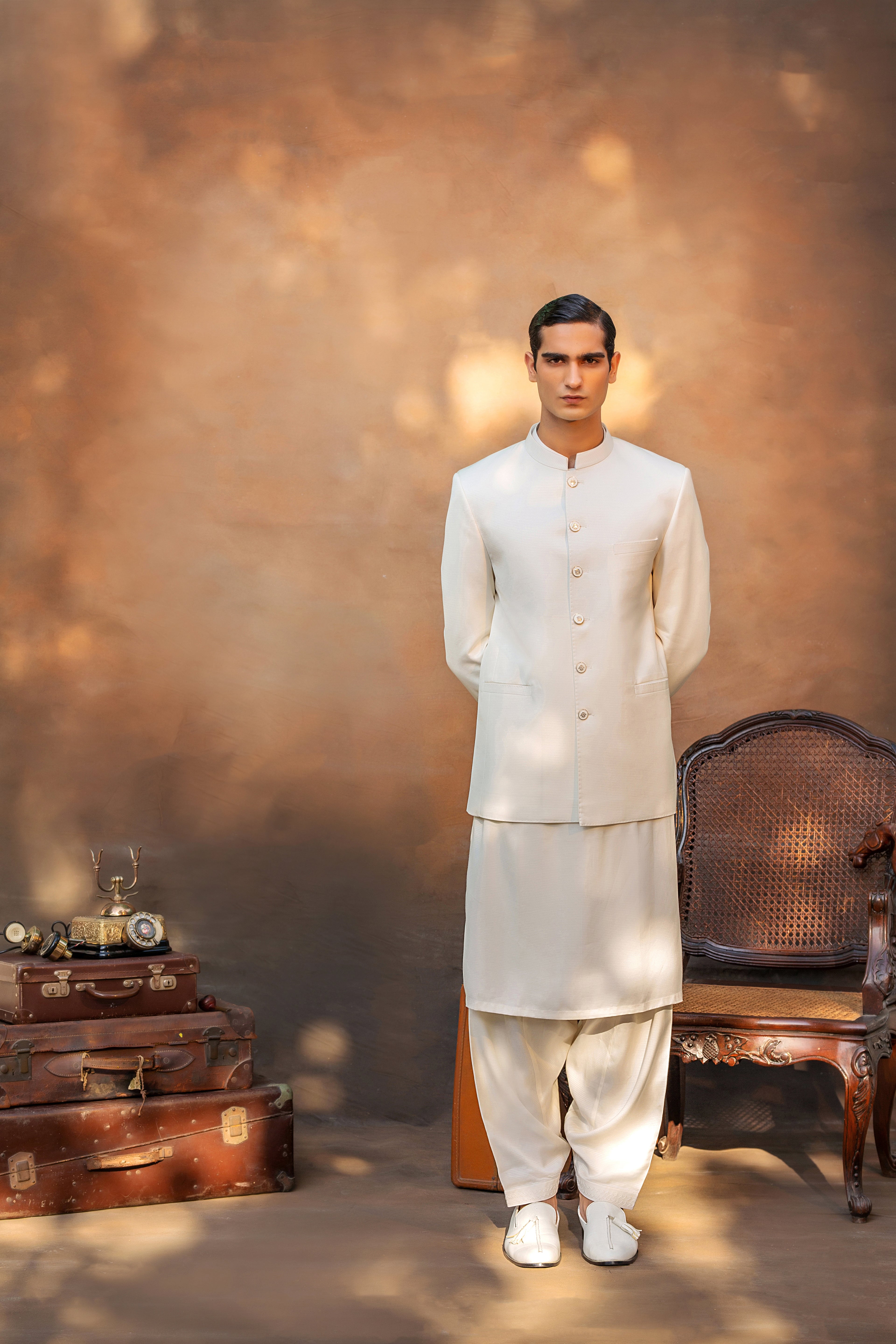 Off-White Ari Work Cotton Silk Prince Coat (3-Piece) - Image 1