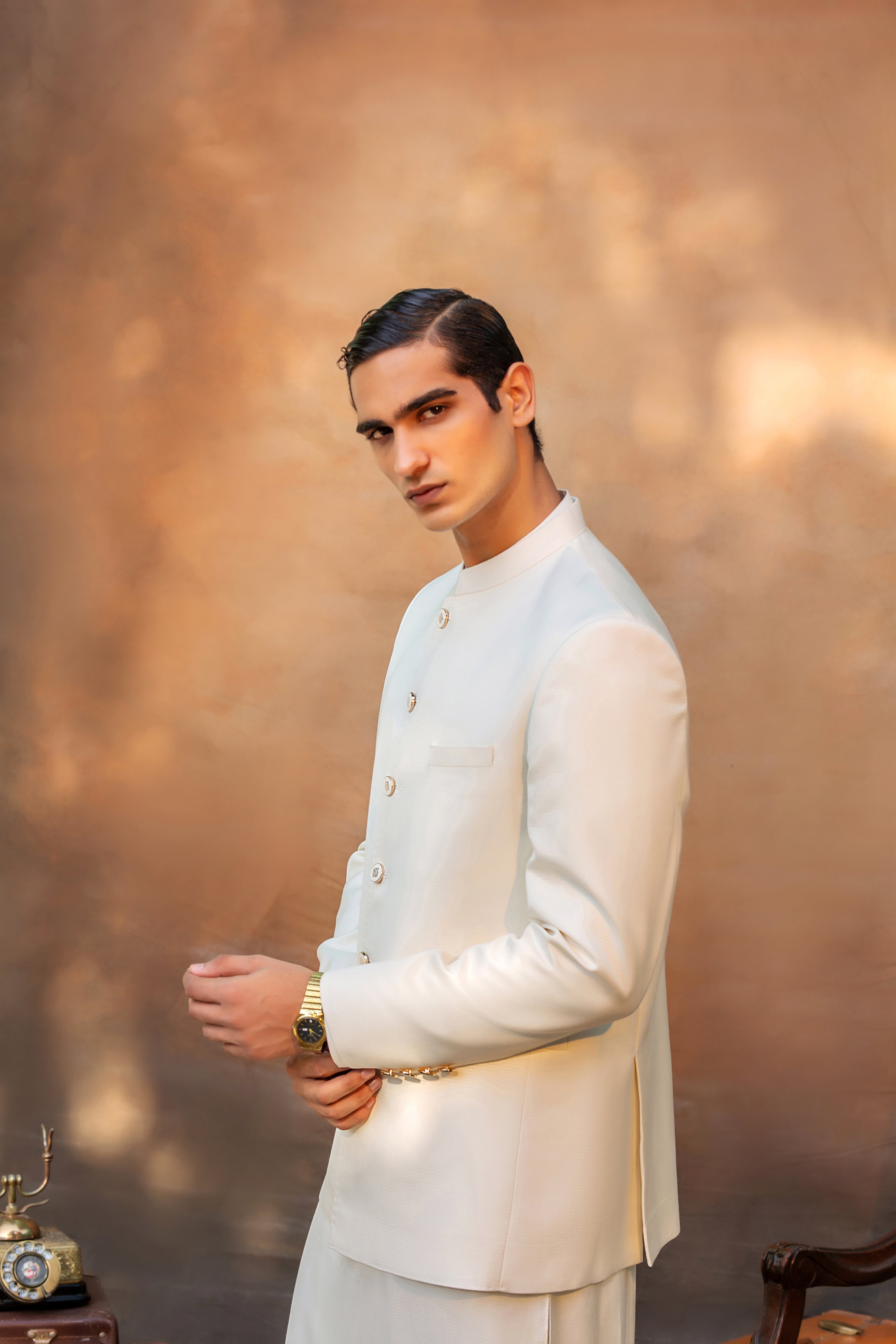 Off-White Ari Work Cotton Silk Prince Coat (3-Piece) - Image 2