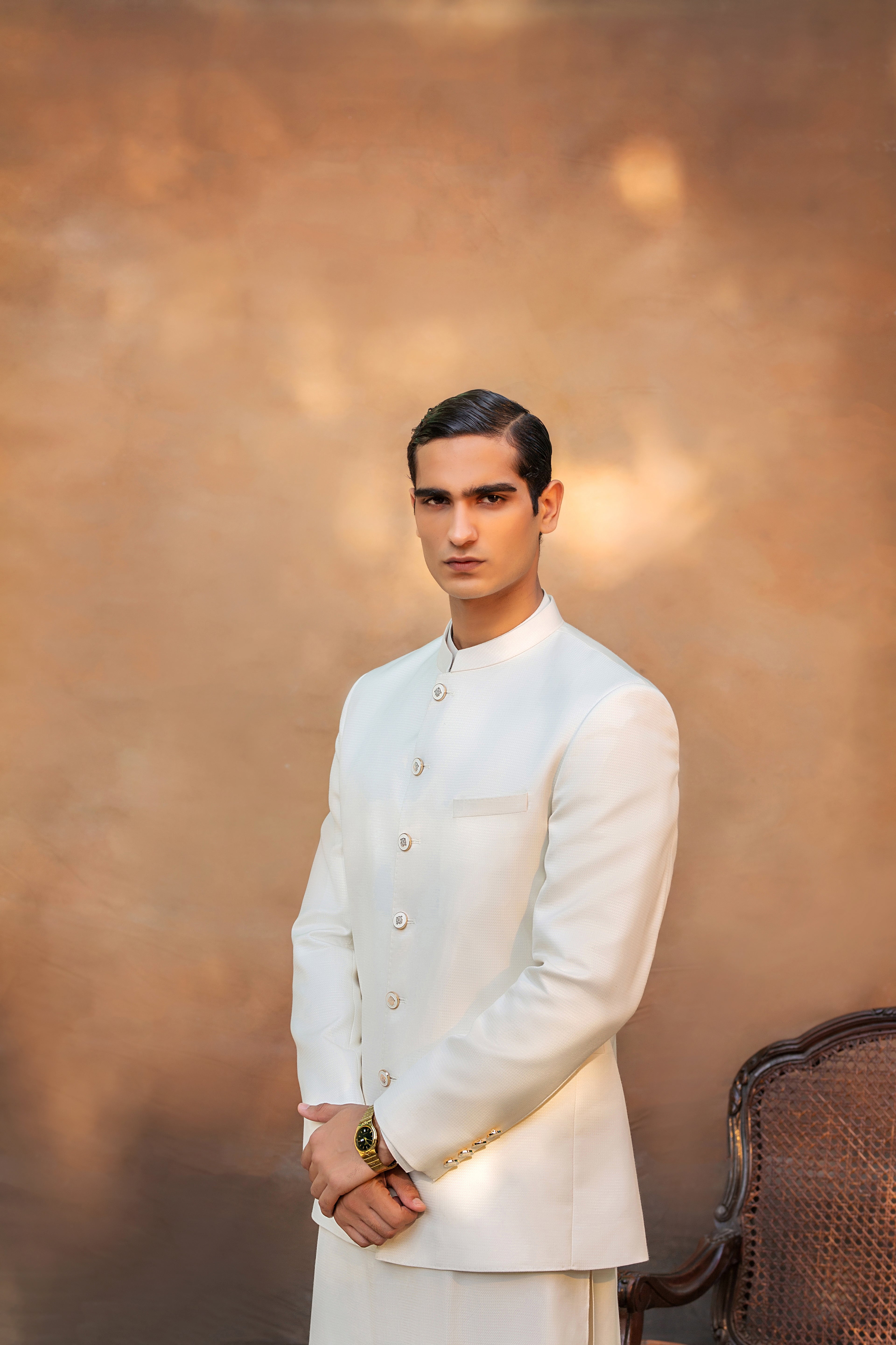 Off-White Ari Work Cotton Silk Prince Coat (3-Piece) - Image 3