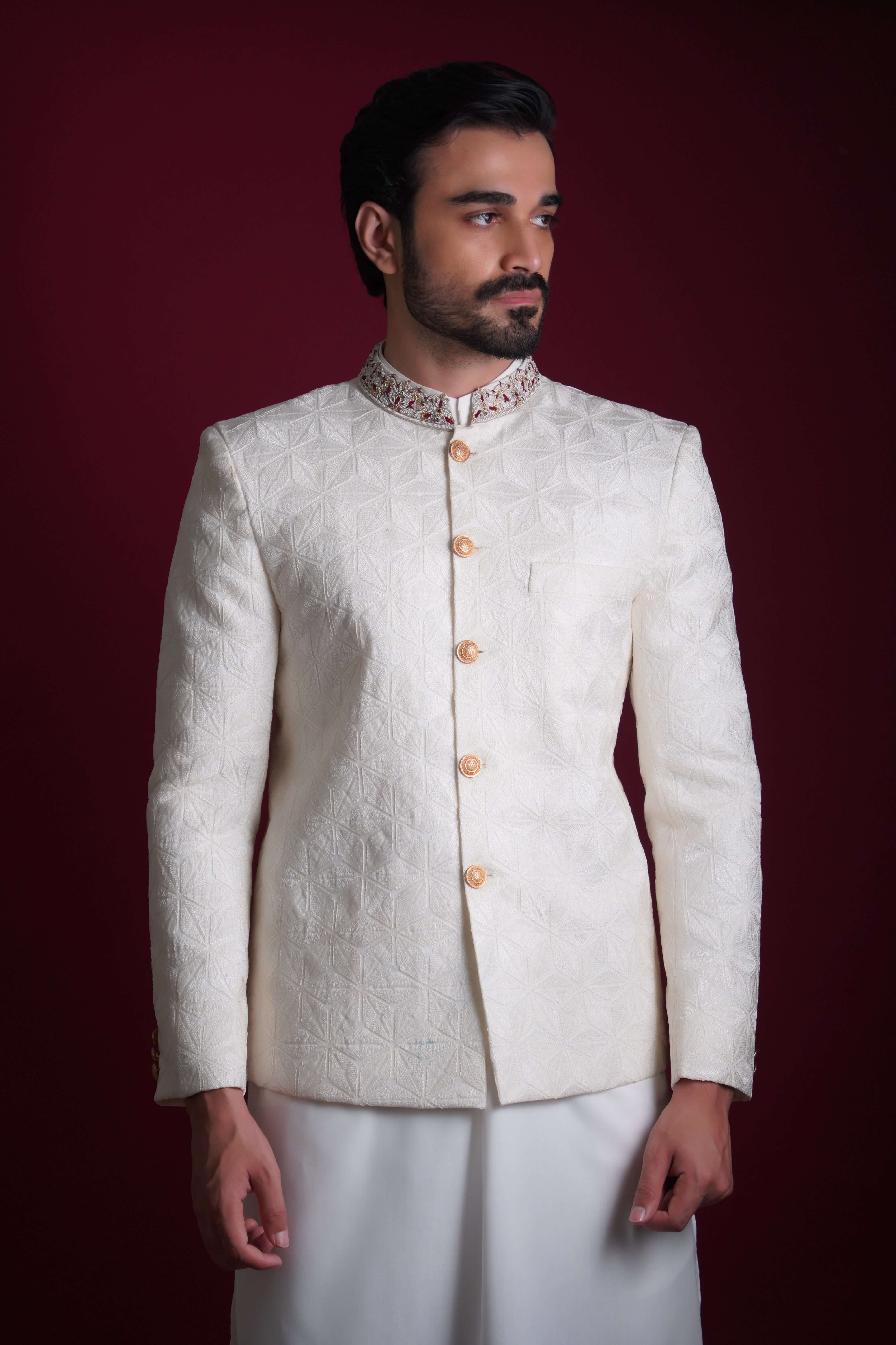 Ivory Cross Stitch Prince Coat Set (3-Piece) - Image 2