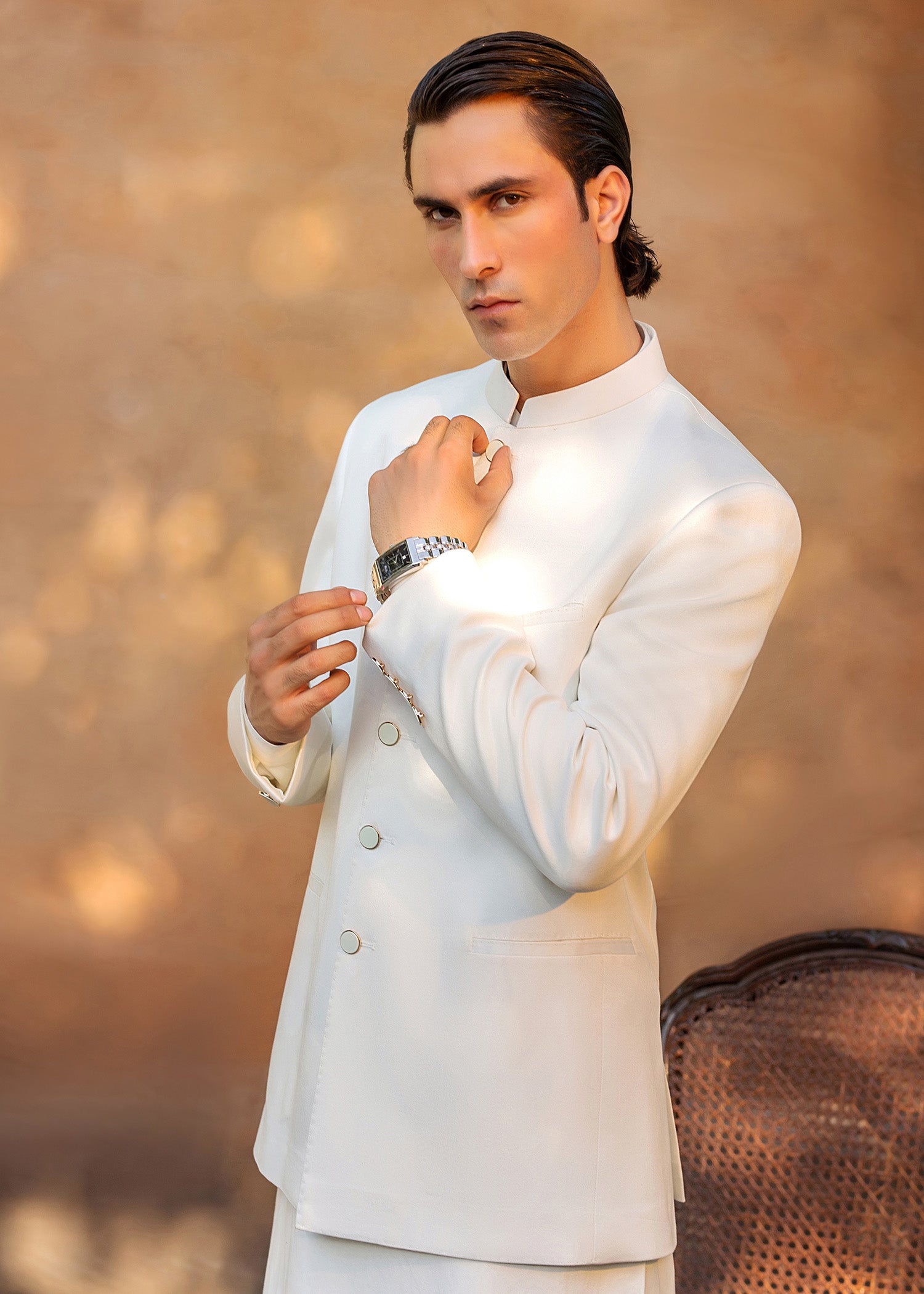 Ivory White Ari Work Dobby Prince Coat (3-Piece) - Image 2