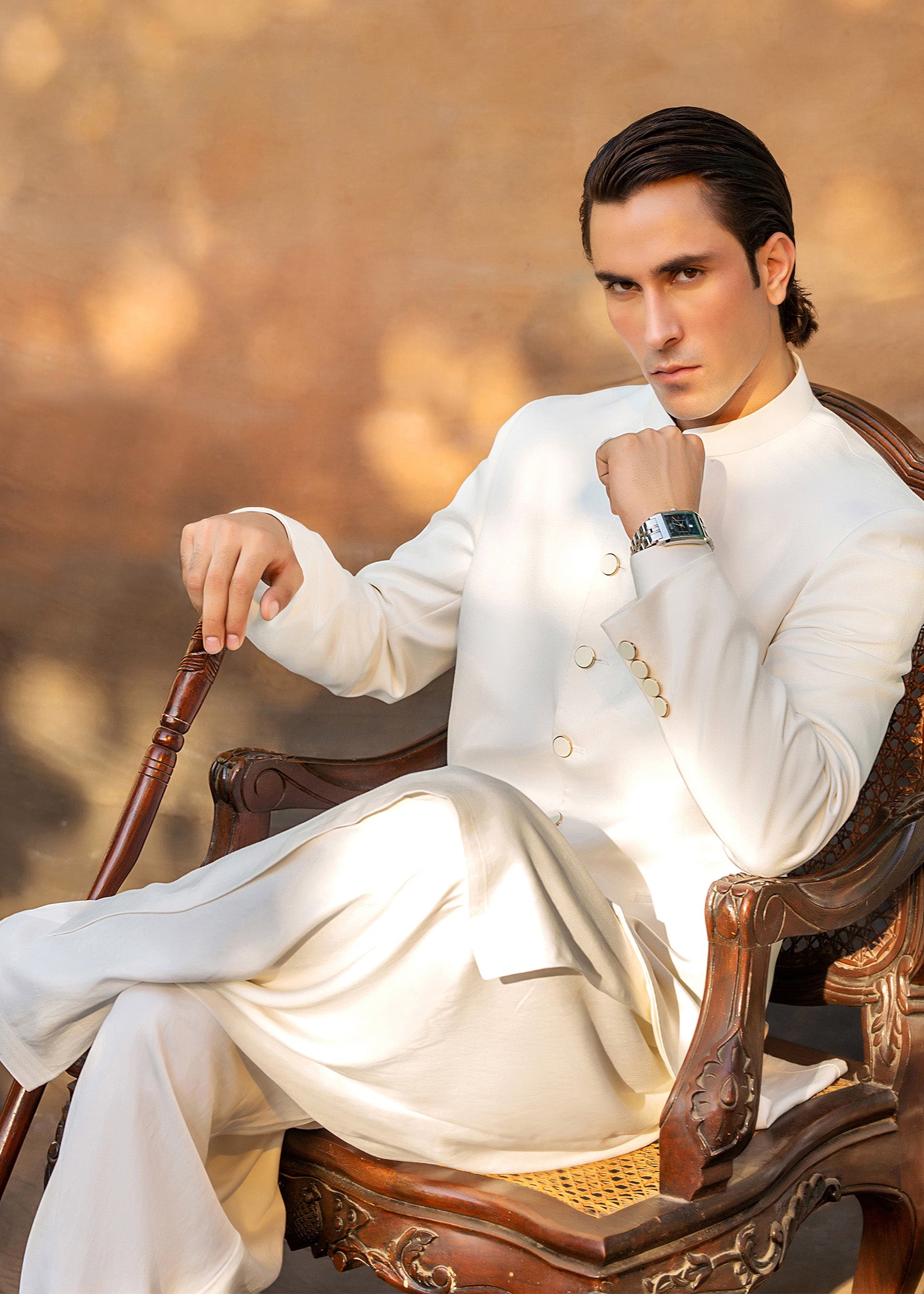 Ivory White Ari Work Dobby Prince Coat (3-Piece) - Image 3