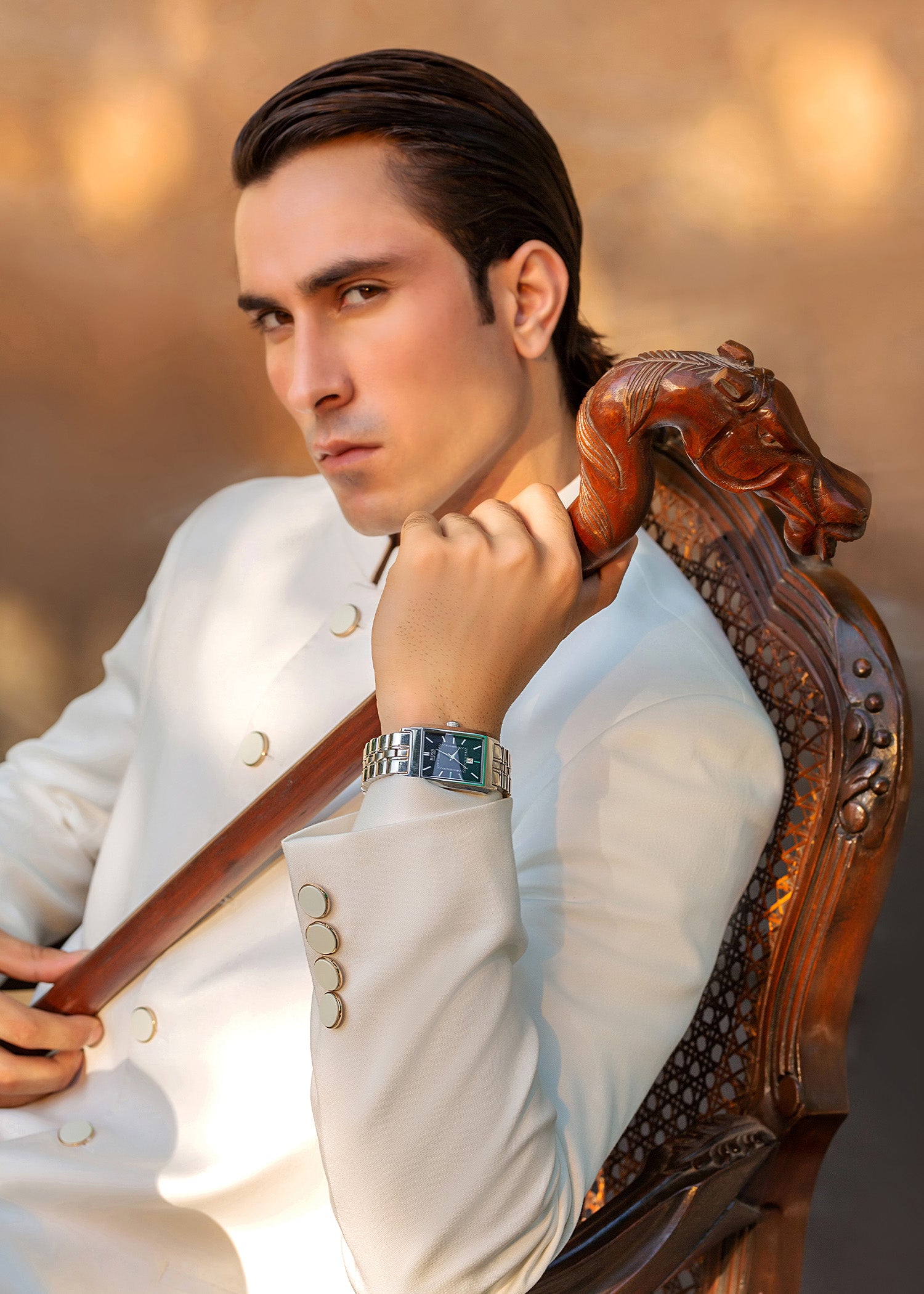 Ivory White Ari Work Dobby Prince Coat (3-Piece) - Image 4