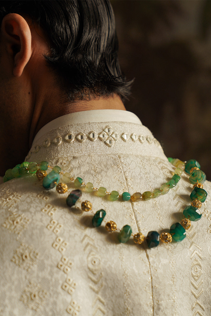 Ivory Embroidered Jacquard Bandhgala Prince Coat (2-Piece) - Image 4