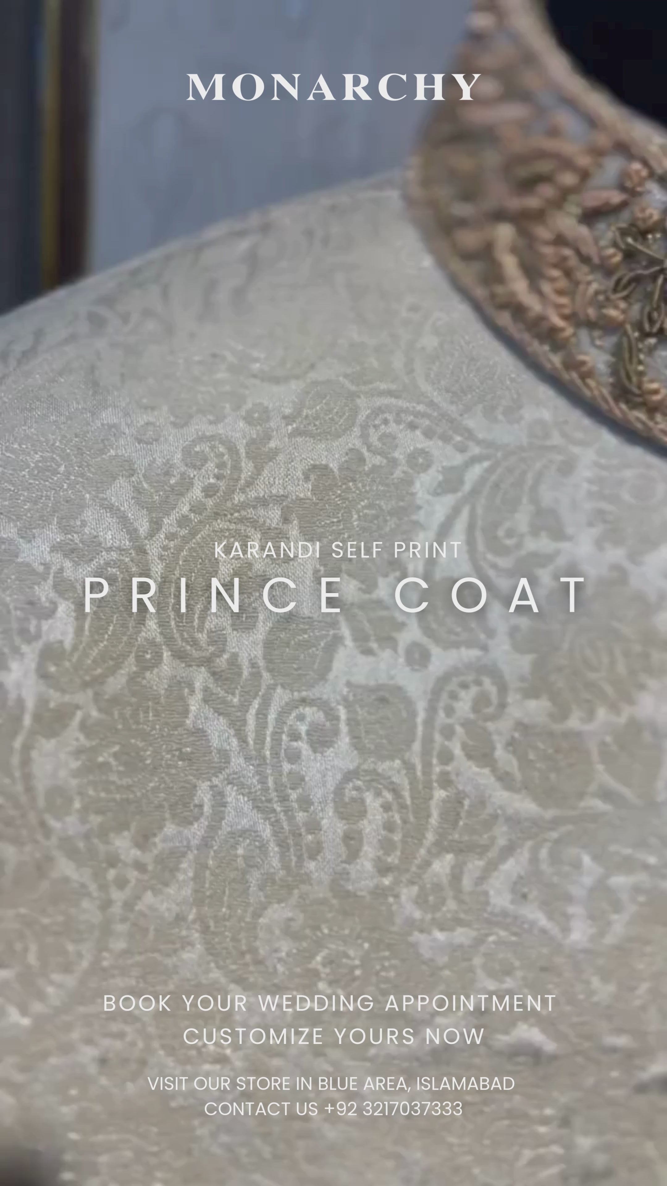 Ivory Embroidered Karandi Prince Coat (2-Piece) - Image 6