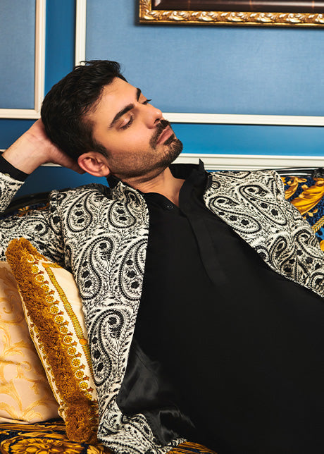 Ivory Embroidered Luxury Fabric Prince Coat (3-Piece) - Image 2