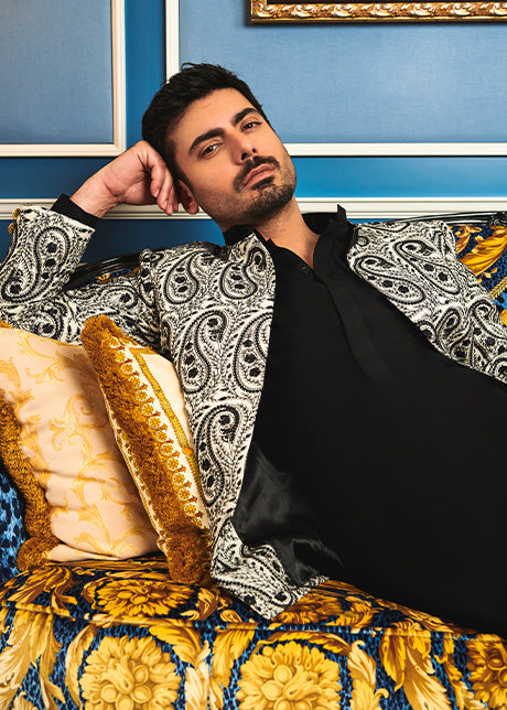 Ivory Embroidered Luxury Fabric Prince Coat (3-Piece) - Image 3