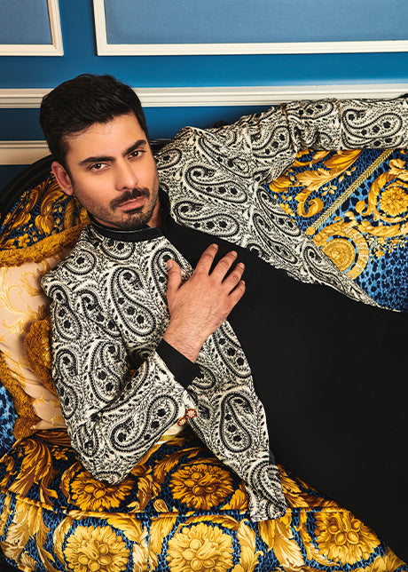 Ivory Embroidered Luxury Fabric Prince Coat (3-Piece) - Image 4