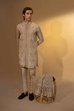 Ivory Embroidered Organza Prince Coat (3-Piece) - Image 9