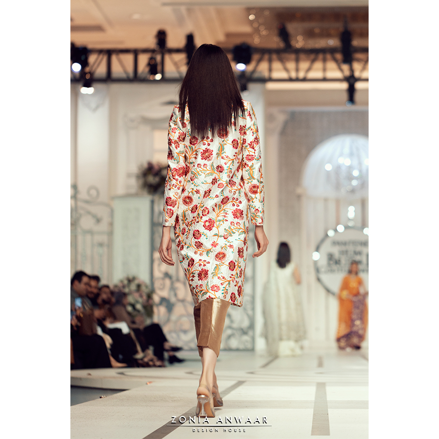 Ivory Floral Jaal Pure Silk Prince Coat (3-Piece) - Image 3